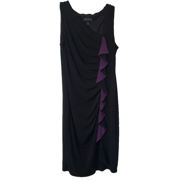Enfocus Studio Dresses & Skirts - En Focus Dress Womens Size 6 Black Purple Ruffle Accent Stretch Cocktail